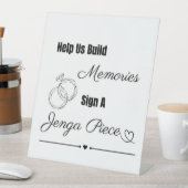 Jenga spel, bruiloft teken, receptie gastspellen reclamebord met voetstuk (Insitu)