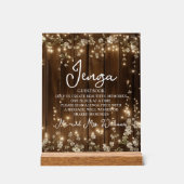 Jenga Wedding Guestbook String Lights Hout Acryl Bord (Voorkant)