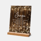 Jenga Wedding Guestbook String Lights Hout Acryl Bord (Hoek)