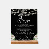 Jenga Wedding Guestbook String Lights Zwart Acryl Bord (Voorkant)