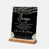 Jenga Wedding Guestbook String Lights Zwart Acryl Bord (Hoek)
