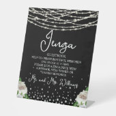 Jenga Wedding Guestbook String Lights Zwart Reclamebord Met Voetstuk (Voorkant)
