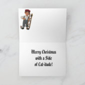 Jenkins en de Elf - Cute Cat met kerstKaart Feestdagen Kaart (Binnen)