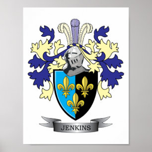 Jenkins Family Crest Coat of Arms Poster
