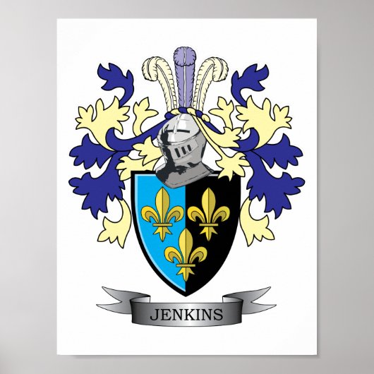 Jenkins Family Crest Coat of Arms Poster (Voorkant)