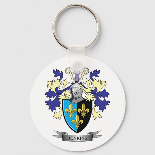 Jenkins Family Crest Coat of Arms Sleutelhanger (Voorkant)