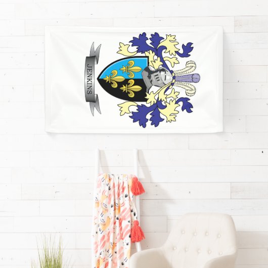 Jenkins Family Crest Coat of Arms Spandoek (Insitu)