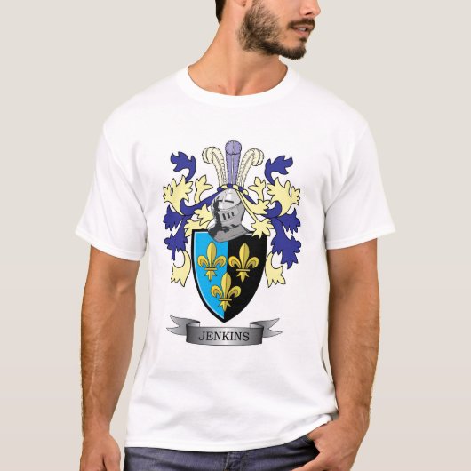 Jenkins Family Crest Coat of Arms T-shirt (Voorkant)