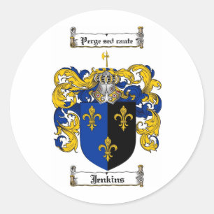 JENKINS FAMILY CREST - JENKINS WAPEN RONDE STICKER