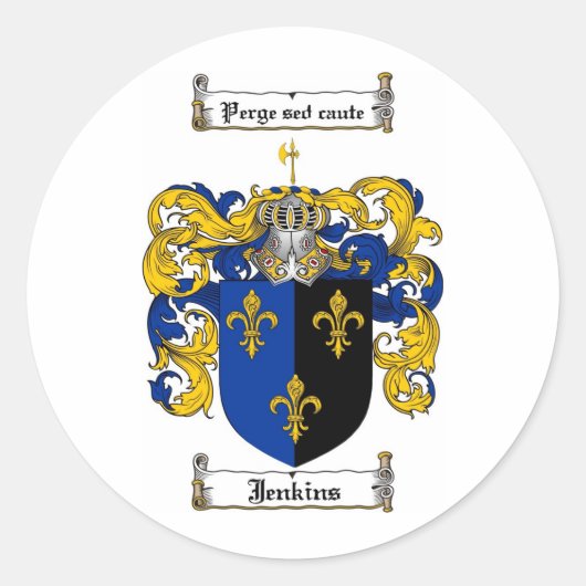 JENKINS FAMILY CREST - JENKINS WAPEN RONDE STICKER (Voorkant)