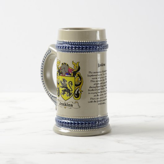 Jenkins Family Crest Stein Bierpul (Voorkant links)