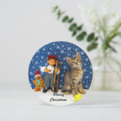 Jenkins' Kerstmis Elf - Cute Kitten met kerstmis Feestdagenkaart (Staand voorkant)