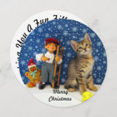 Jenkins' Kerstmis Elf - Cute Kitten met kerstmis Feestdagenkaart (Voorkant / Achterkant)