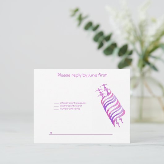 Jenna Alli Pink Torah Bat Mitzvah Uitnodiging RSVP (Staand voorkant)