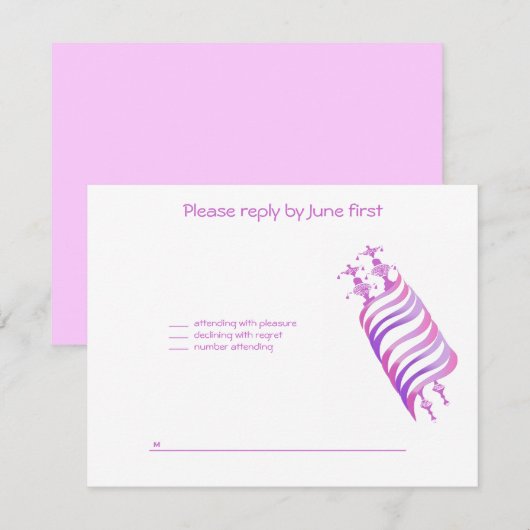 Jenna Alli Pink Torah Bat Mitzvah Uitnodiging RSVP (Voorkant / Achterkant)