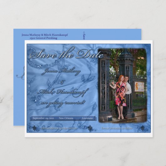 Jenna en Mitch redden de date Aankondigingskaart (Voorkant / Achterkant)