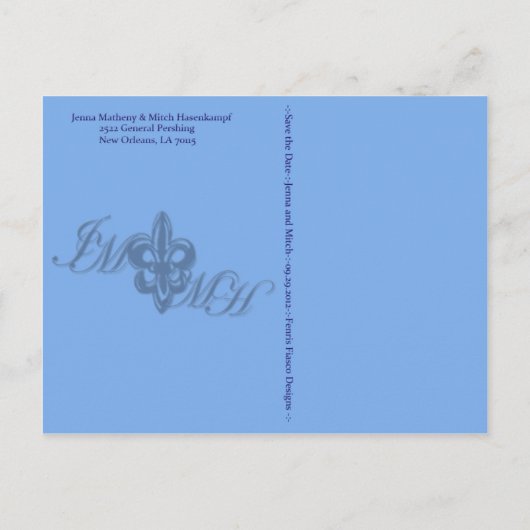 Jenna en Mitch redden de date Aankondigingskaart (Achterkant)