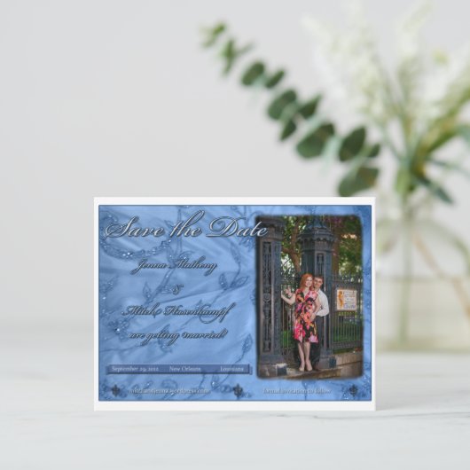 Jenna en Mitch redden de date Aankondigingskaart (Staand voorkant)