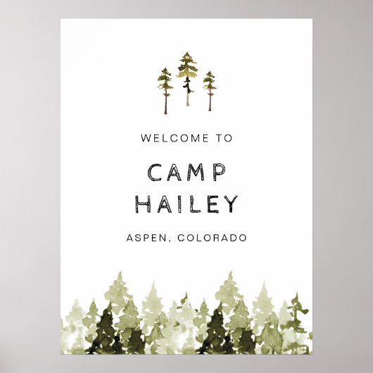 JENNA Pine Tree Mountain Bossen Camp Bachelorette Poster (Voorkant)