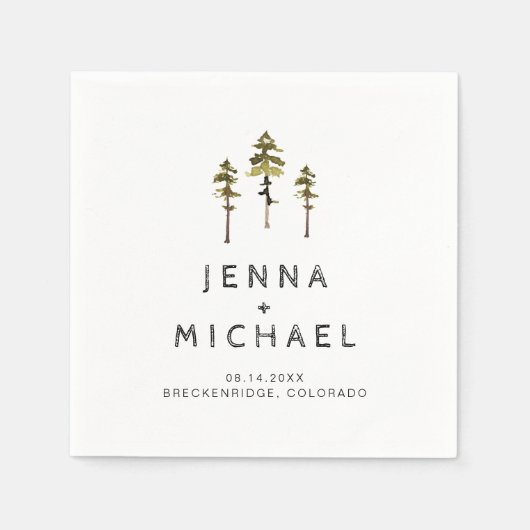 JENNA Pine Tree Mountain In de Bossen Bruiloft Servet (Voorkant)