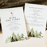 JENNA Rustic Mountain Wine & Pines Bachelorette<br><div class="desc">Deze bachelorette-uitnodiging en de rondweg-sjabloon zijn uitgerust met rotsachtige waterverf-pijnbomen en een roestachtig handgeschreven lettertype. Bewerk eenvoudig alle formuleringen en lettertypen om aan de behoeften van uw gebeurtenis te voldoen. Deze uitnodiging is ideaal voor je bos of berg themed bach weekend.</div>