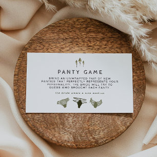 JENNA Rustic Pine Bachelorette Panty Game Plaatskaartje