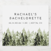 JENNA Rustic Pine Forest Bachelorette Shower Sparkling Wijnetiket (Enkel label)