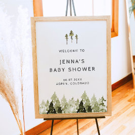 JENNA Rustic Pine Tree Baby shower WelkomstPoster Poster