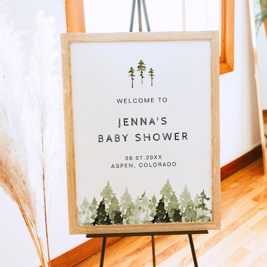 JENNA Rustic Pine Tree Baby shower WelkomstPoster Poster