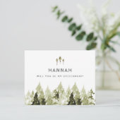 JENNA Rustic Pine Tree Bridesmaid proposal Kaart (Staand voorkant)