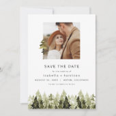 JENNA Rustic Pine Tree Save the Date Kaart (Voorkant)
