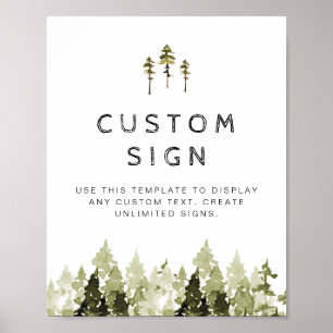 JENNA Rustic Waterverf Pine Aangepast bewerkbaar t Poster