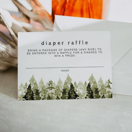 JENNA Rustic Waterverf Pine Diaper Raffle Ticket Kaart