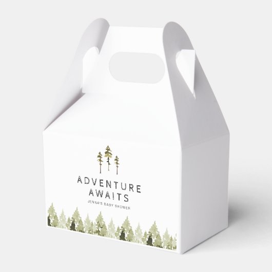 JENNA Rustic Waterverf Pine Tree Baby shower Bedankdoosjes (Voorkant Zijde)