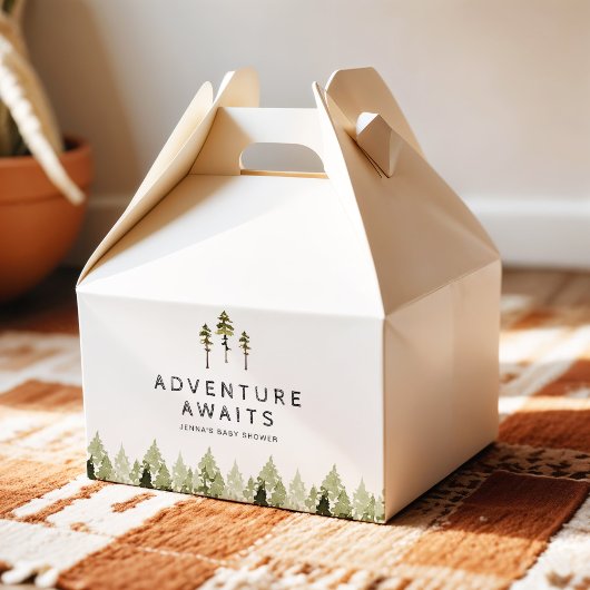 JENNA Rustic Waterverf Pine Tree Baby shower Bedankdoosjes