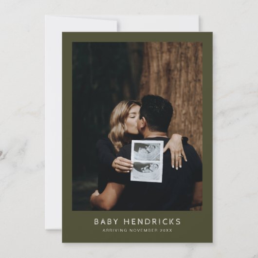 JENNA Rustic Waterverf Pine Tree Baby shower Kaart (Achterkant)