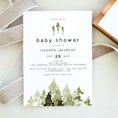 JENNA Rustic Waterverf Pine Tree Baby shower Kaart