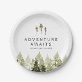 JENNA Rustic Waterverf Pine Tree Baby shower Papieren Bordje (Voorkant)