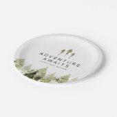 JENNA Rustic Waterverf Pine Tree Baby shower Papieren Bordje (Gekanteld)