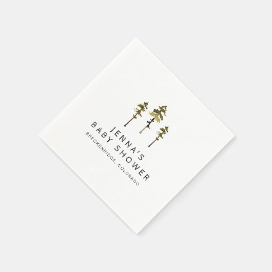 JENNA Rustic Waterverf Pine Tree Baby shower Servet (Hoek)