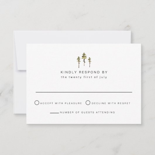 JENNA Rustic Waterverf Pine Tree RSVP-kaart Kaart (Voorkant)