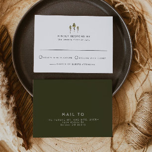 JENNA Rustic Waterverf Pine Tree RSVP-kaart Kaart