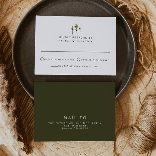 JENNA Rustic Waterverf Pine Tree RSVP-kaart Kaart