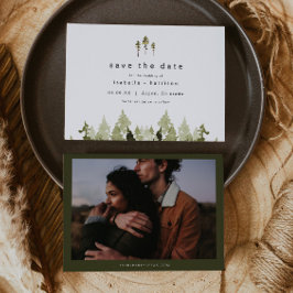 JENNA Rustic Waterverf Pine Tree Save the Date Kaart