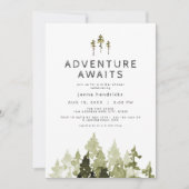 JENNA Rustic Waterverf Pine Tree Vrijgezellenfeest Kaart (Voorkant)