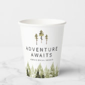 JENNA Rustic Waterverf Pine Tree Vrijgezellenfeest Papieren Bekers (Voorkant)