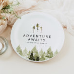 JENNA Rustic Waterverf Pine Tree Vrijgezellenfeest Papieren Bordje<br><div class="desc">Het Jenna Vrijgezellenfeest Collectie beschikt over prachtige waterverf pijnbomen en een rustieke font combinatie. Dit collectie is ideaal voor uw avontuurlijke evenement in de bergen.</div>