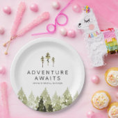 JENNA Rustic Waterverf Pine Tree Vrijgezellenfeest Papieren Bordje (Feest)