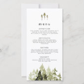 JENNA Rustic Waterverf Pine Tree Wedding Menu (Voorkant)