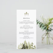 JENNA Rustic Waterverf Pine Tree Wedding Menu (Staand voorkant)